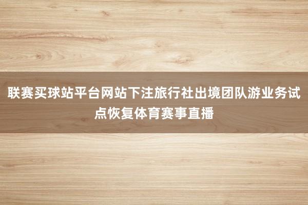 联赛买球站平台网站下注旅行社出境团队游业务试点恢复体育赛事直播