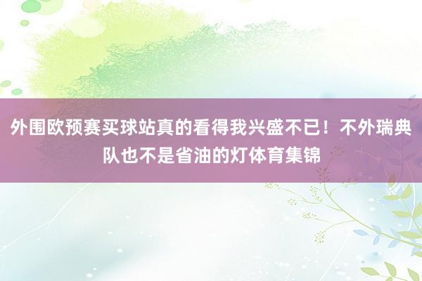 外围欧预赛买球站真的看得我兴盛不已！不外瑞典队也不是省油的灯体育集锦